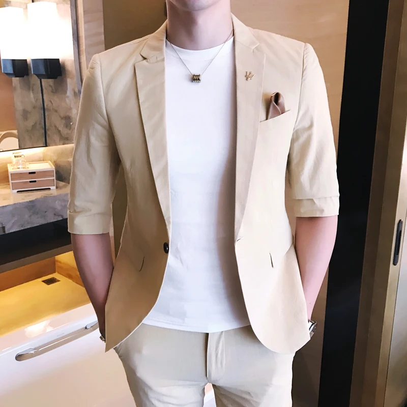 Новинка весна-лето 2019 тонкий маленький блейзер с короткими рукавами в Корейском