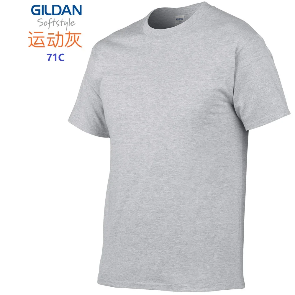 GILDAN 63000 Summer Men 100%Cotton T-shirts Solid Short Sleeve T Shirt Mens Tops Tees Basic TShirts Customized Logo Photo Print images - 6