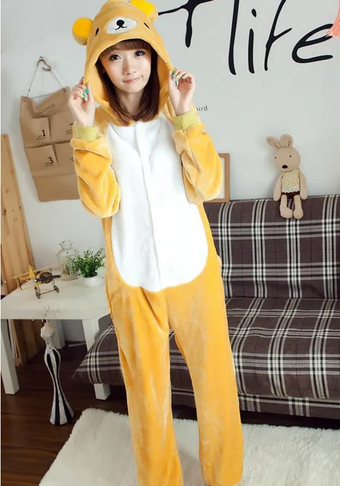 Зима Весна Осень Rilakkuma Косплей пижамы цельный Взрослый Аниме Животные медведь