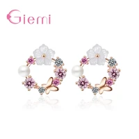 luxury crstal wedding stud earring flowers fashion rhinestone earring wholesale bands jewelry romantic gift