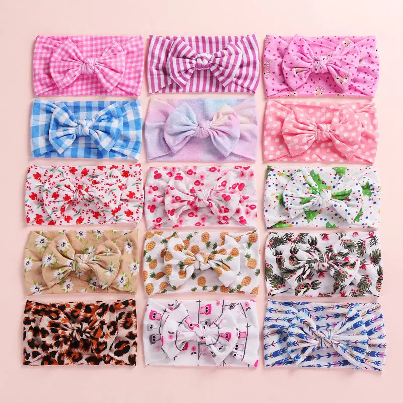 Spring Summer Fruit Print Hair Bows Wide Nylon Headband Newborn Turban Floral Headbands Baby Girls Headwear HB133S | Детская одежда и