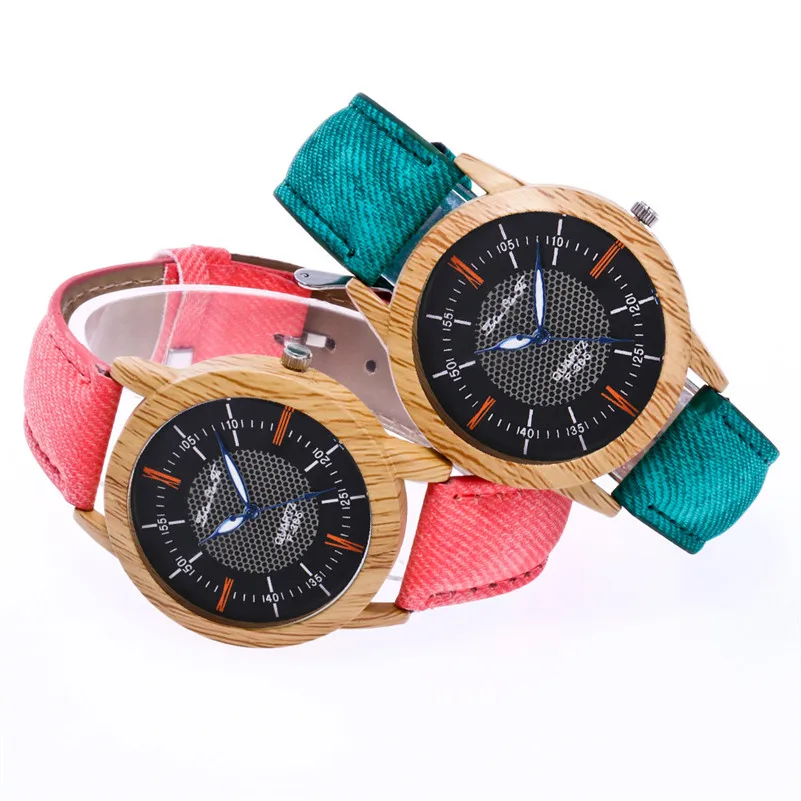 Природа деревянные часы минималистичные часы Bamboo джинсовые Модные женские дизайнерские часы Элитный бренд известный Montre Femme A40