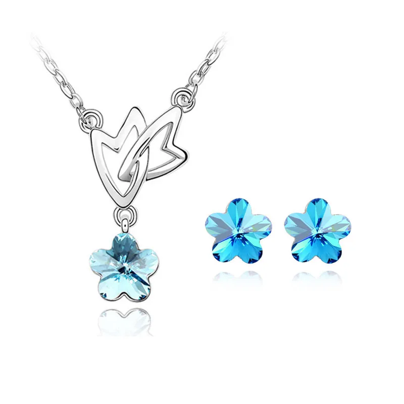 2017 Модные Ювелирные наборы Австрийские хрустальные серьги кулон ожерелье в