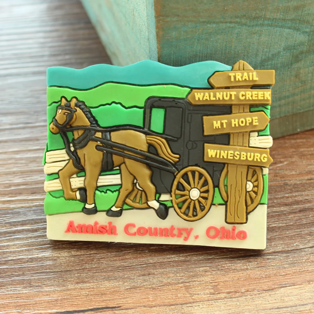 Амиш кантри Огайо США Туризм Сувенир 3D резиновый магнит туристический подарок
