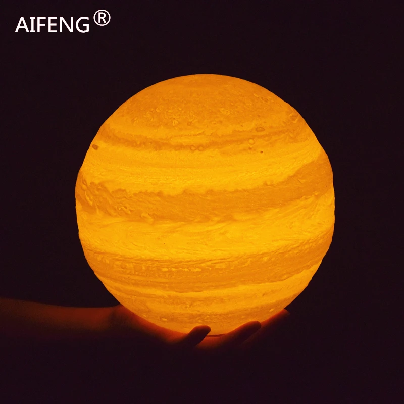 

AIFENG 3D Printed Jupiter Lights moon light novelty light Built-in Rechargeable battery Touch dimming 3d lamp decorative lamp