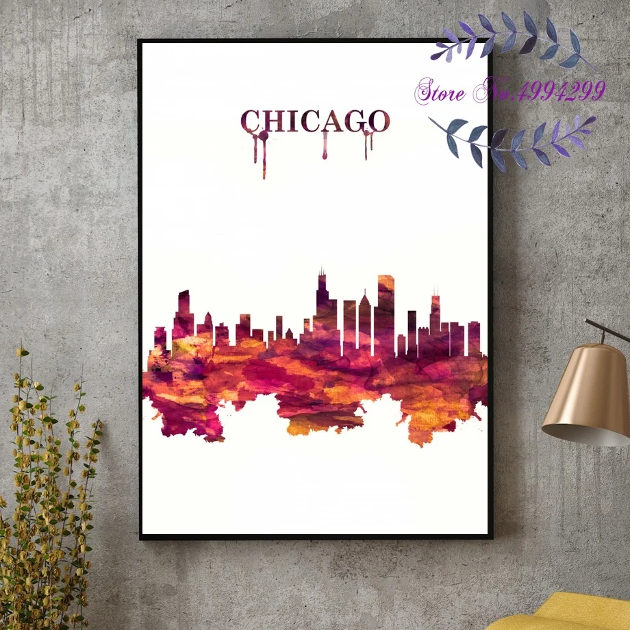 Бостон Чикаго США городской красный Пейзаж Плакат холст Художественная печать