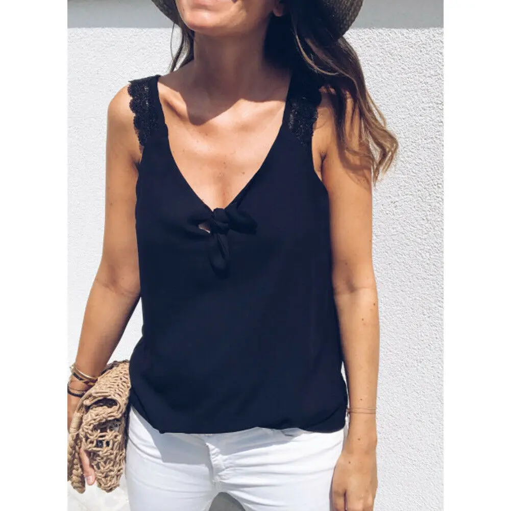 Летние женские однотонные кружевные топы новинка 2019 летние повседневные