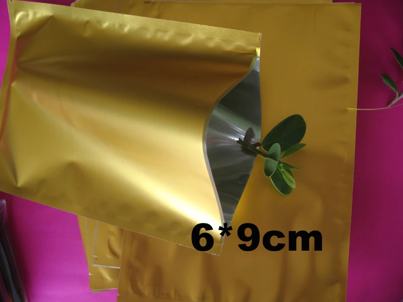 Оптовая продажа 6 * 9 см термосварки золотой алюминиевая фольга вакуумный мешок