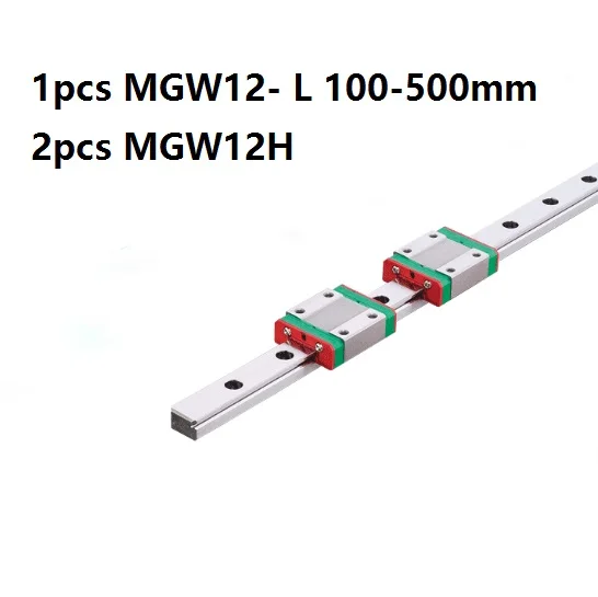 1pcs 100% Original HIWIN linear guide/rail MGW12 -L 100mm/200mm/300mm/400mm/500mm + 2pcs MGW12H Mini blocks for CNC parts