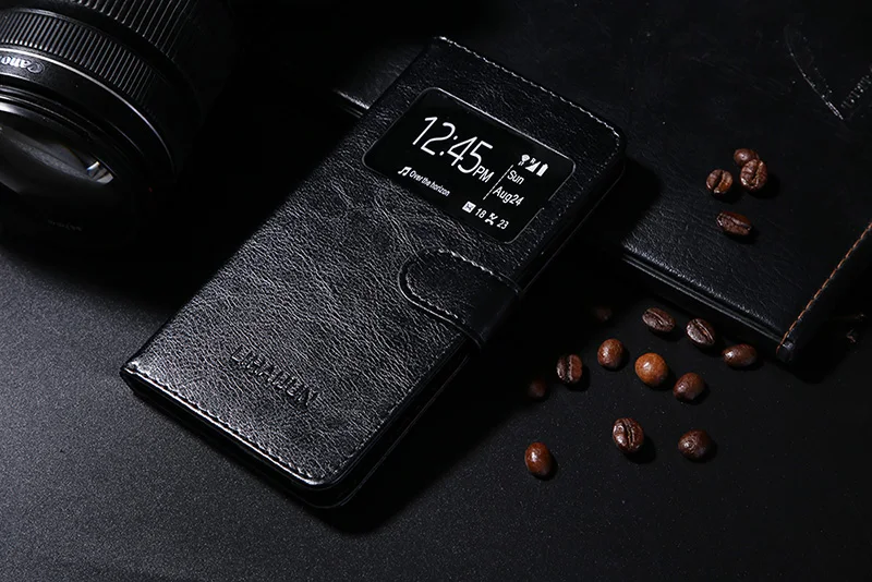 Кожаный чехол с окошком обзора для Meizu c9 pro C 9, чехол-книжка, защитный флип-чехол для телефона Meizu 16th 16 th M6 Note m6t m8c 15 Lite - Цвет: Black window