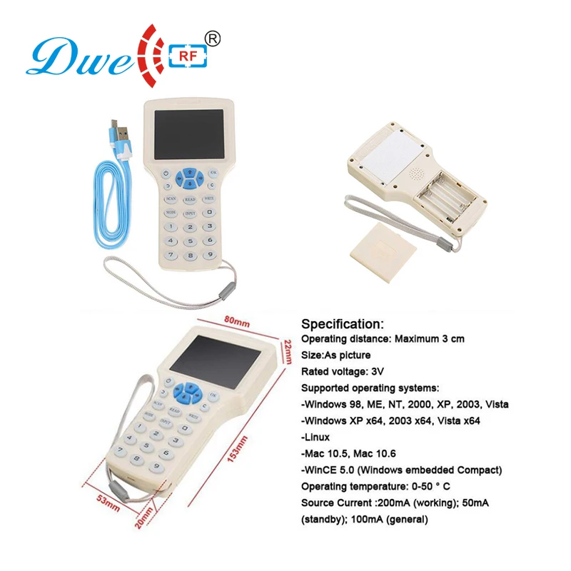 DWE CC RF считыватель карт контроля доступа Дубликатор ключа pin код смарт-карты машина программист Дубликаторы rfid Копир