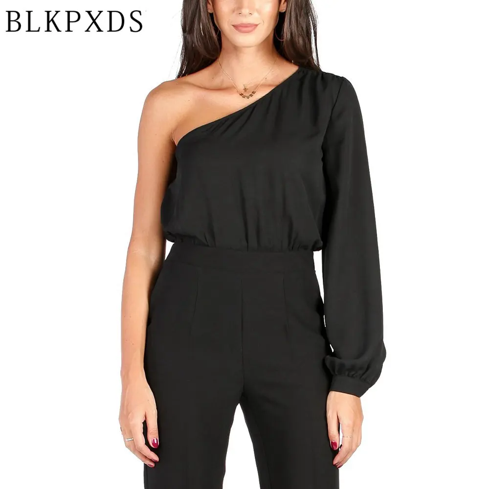 2017 плюс 6 цветов Асимметричный одно плечо с длинным рукавом Комбинезоны для