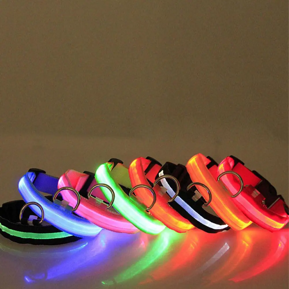 LED Pet Cat Dog Collar Night Safety Luminous Necklaces For Outdoor Walking