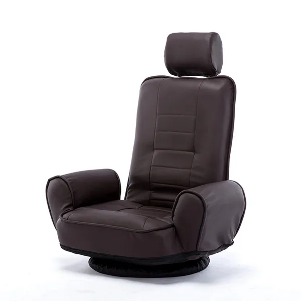 Coffee Color Folding Lounge Chair Lazy Couch PU Leather Relaxing Ergonomic Chair 14-Position Adjustable Bottom Rotatable Leather Armchair - Цвет: Coffee Color