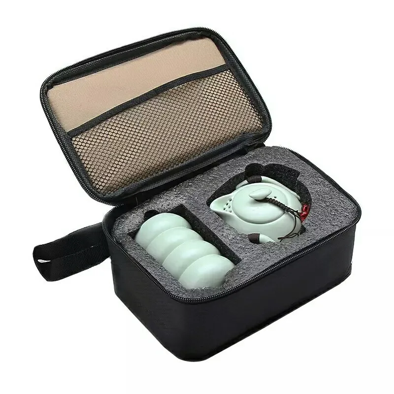 

Дорожный набор для заваривания чая, на 1 чайник, 4 чашки, портативный дорожный чайный сервиз, быстрая чашка, чайник, чайные наборы Gaiwan чайные н...