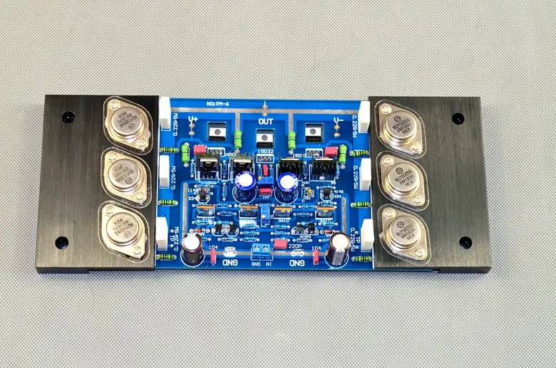 См. Схему KSA100 MKII PM 6 HiFi fever Class AB 300 Вт + на MJ15024/15025 MJE15032/15033 Золотая печатная плата