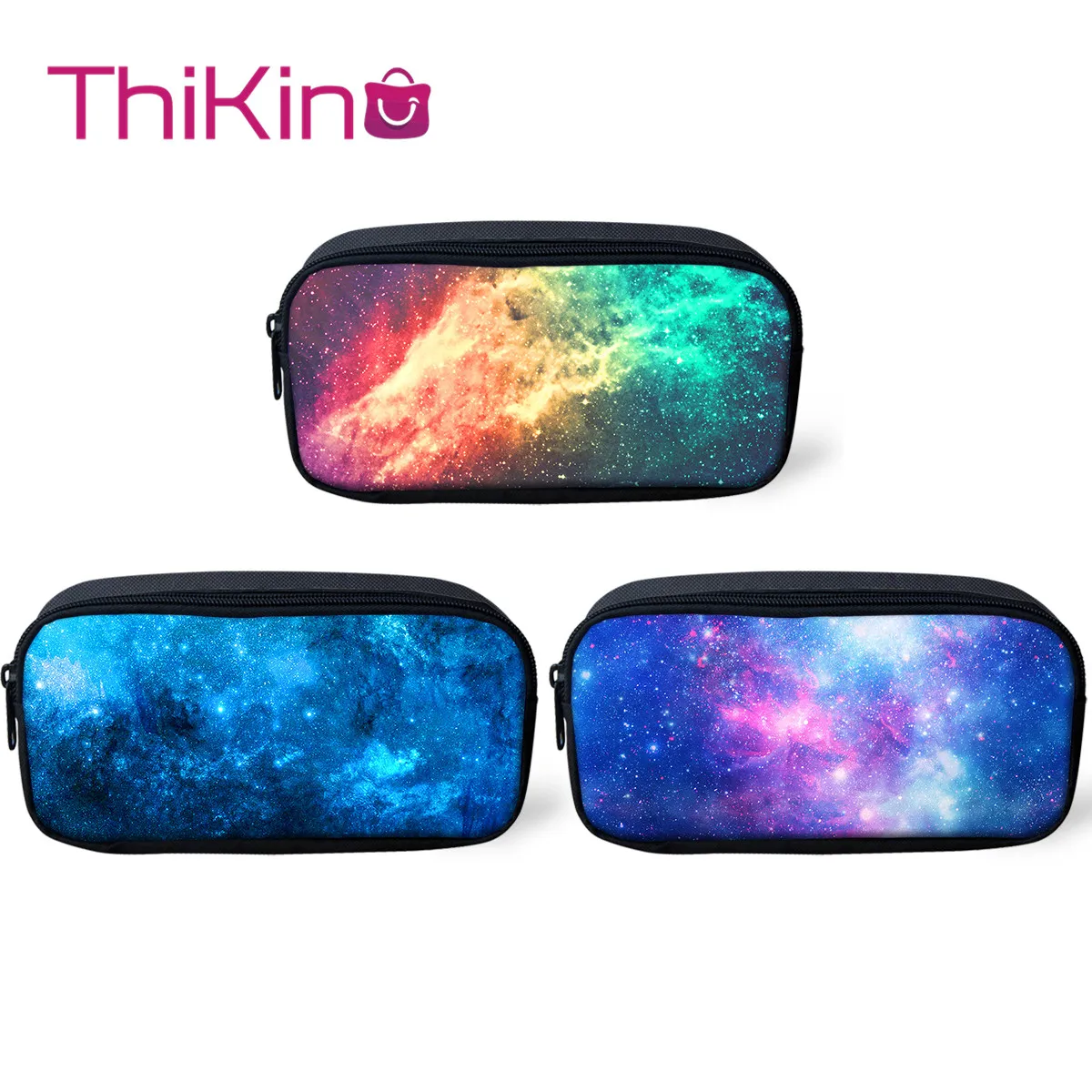 Thikin 3PS Galaxy школьные пеналы для подростков ручка сумка для джинсовый пенал девочек макияж хранения сумки ручка кошельки для детей
