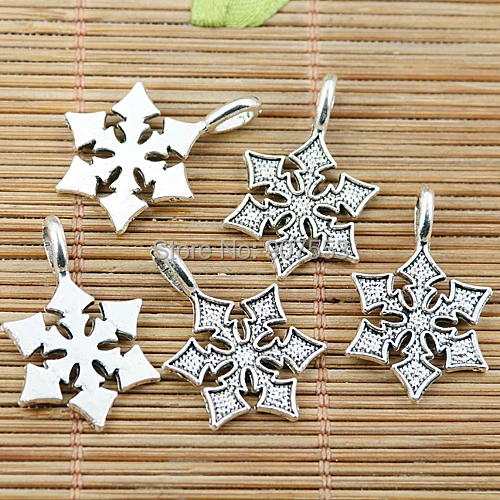 

30 шт тибетский серебряный тон снежинка дизайн амулеты EF1959