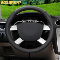 aosrrun car accessories genuine leather car steering wheels cover for ford kuga 2008 2011 focus 2 2005 2011 c max 2007 2010