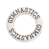 rainxtar antique silver color gymnastics circle message charms alloy bracelets connector charms 50pcs aac708