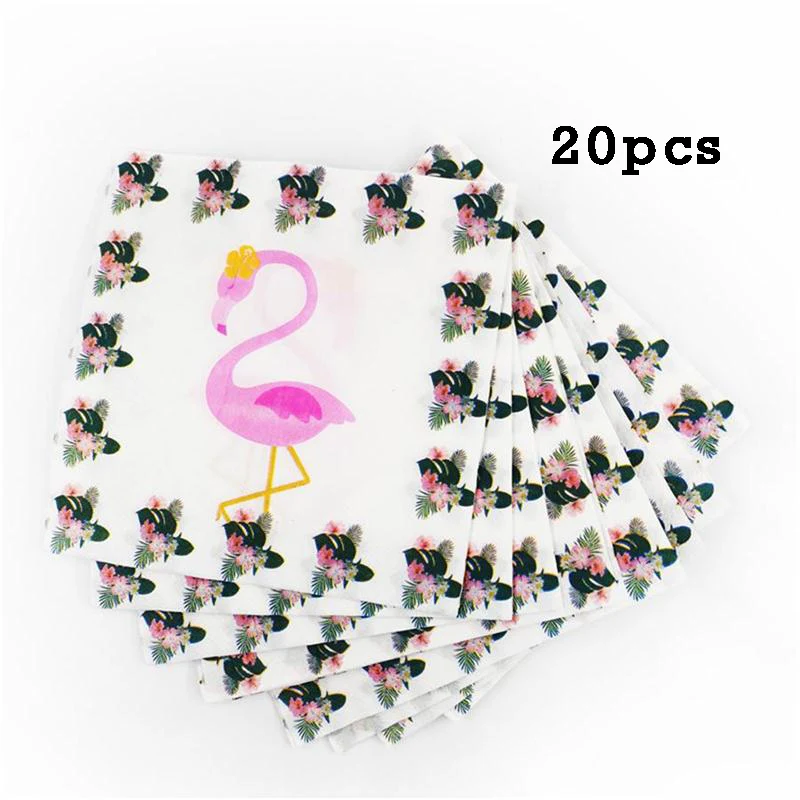 20pcs Paper Napkin Гавайские вечерние Фламинго конфетти оформление латексными воздушными шариками баннер Pull Flag ананас Лето день рождения - Цвет: 20pcs Paper Napkin