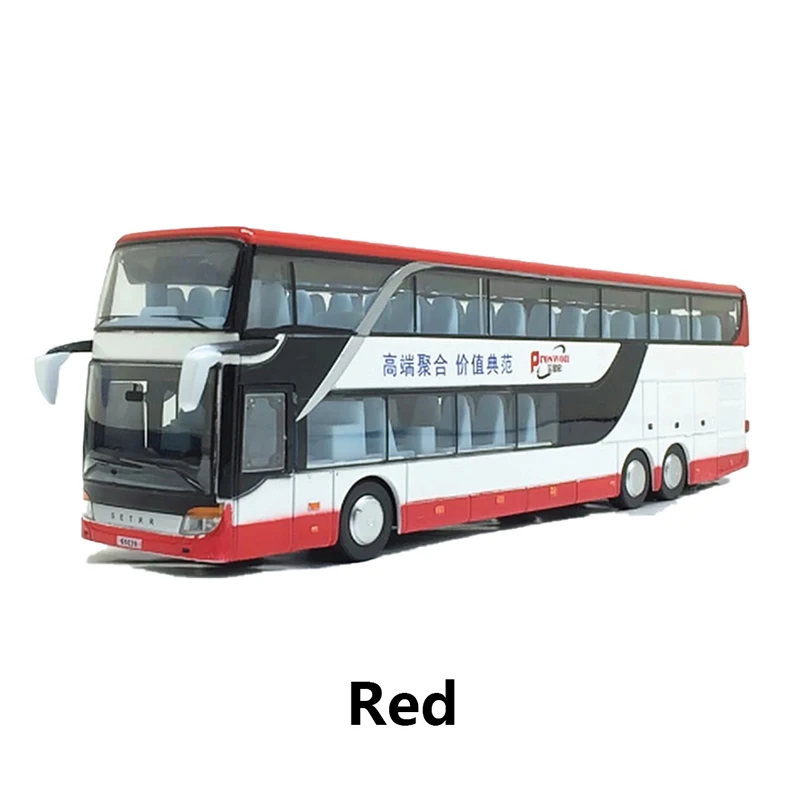 Красный Hot Sale High Quality 1:32 Alloy Pull Back Bus Movable Model High Imitation Double Sightseeing Bus Flash Toy Vehicle Gifts - Цвет: Красный