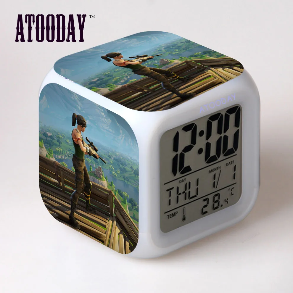 alarm clock Светодиодный светильник с будильником, 7 цветов, сменный конский стол, квадратный стол, винтажные цифровые часы - Цвет: alarm clock