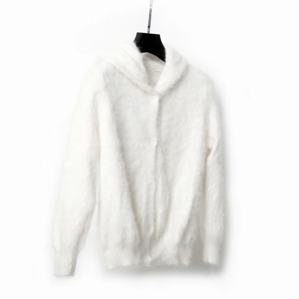Off White чистый свитер из натуральной норки и кашемира кнопки капюшон Стиль уличная