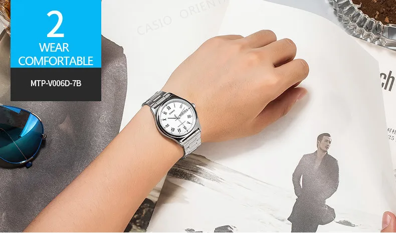 Casio Часы для мужчин Лидер продаж Мода и Бизнес Кварцевые золотые наручные часы MTP-V006 браслет из нержавеющей стали Relogio Casio Masculino