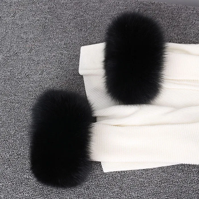 black width 12cm Женские высококачественные манжеты из лисьего меха, теплые запястья, новые длинные манжеты из лисьего меха, теплые женские браслеты, браслет из натурального меха, перчатки - Цвет: black width 12cm
