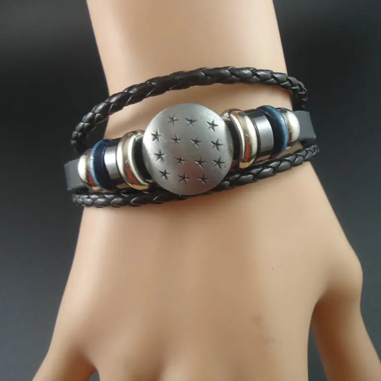 Винтажные плетеные браслеты ручной работы из натуральной кожи с пятиконечными