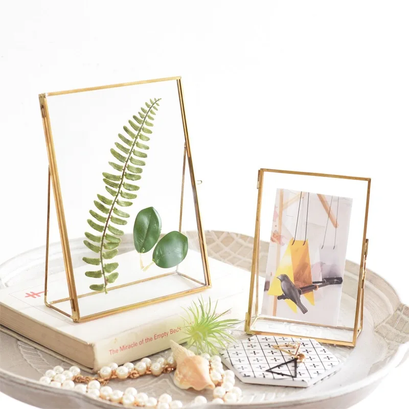 

Vintage Geometric Frame Glass Photo Frame Wedding Photo Decoration Specimen Storage Photo Frame