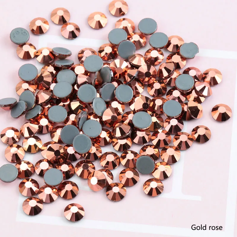 gold rose Супер качество SS16 SS30 SS20 стразы горячей фиксации предлагает много цветов для платья, ювелирных изделий, аксессуаров украшения DIY для свадьбы - Цвет: gold rose