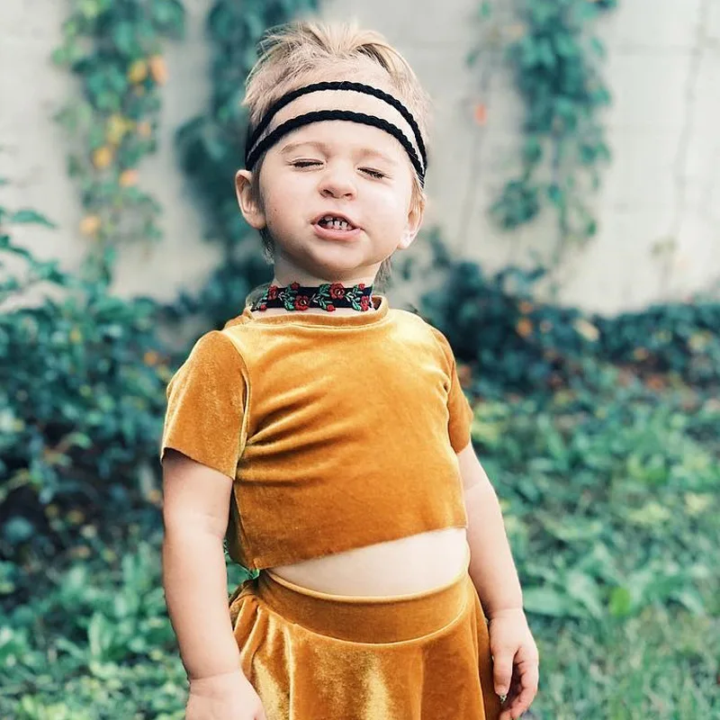 Комплект детской одежды для девочек из 2 предметов бархатный короткий