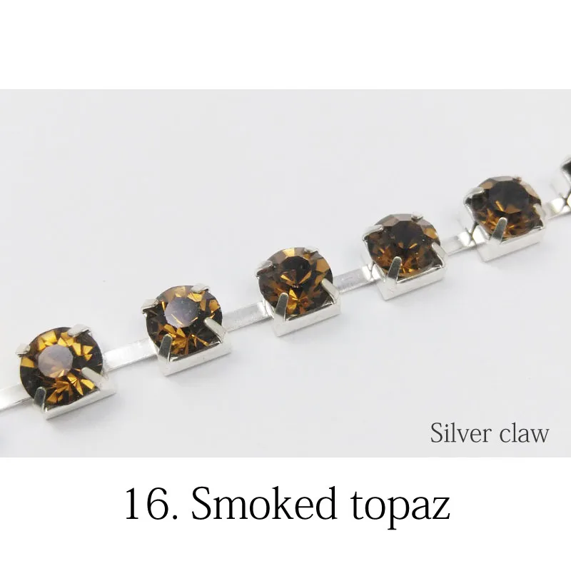 Smoked topaz Новая распродажа SS28 с украшением в виде кристаллов Стразы Кубок цепи 1/3/5 ярдов 32 цвета кристаллами серебряные цепочки для одежды и платьев - Цвет: Smoked topaz