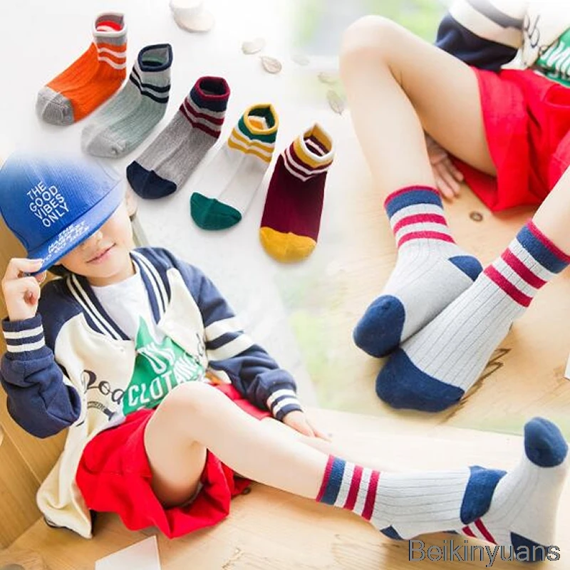 5 пар осенне зимних новых детских Хлопковых Носков для мальчиков и девочек