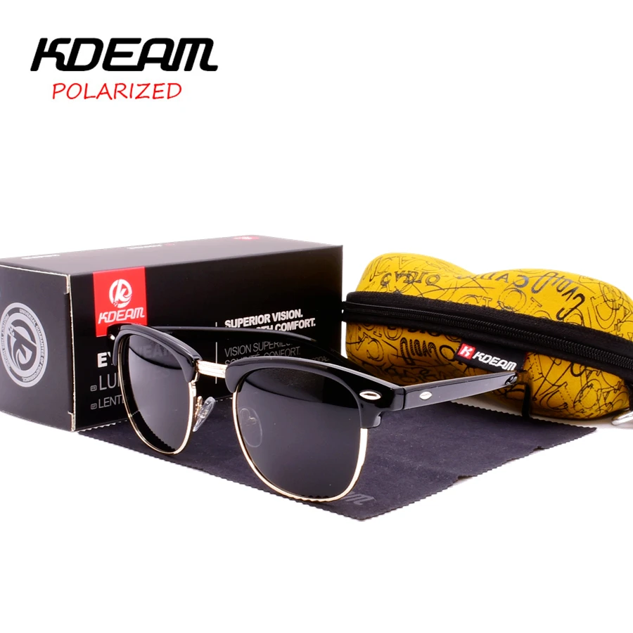 Мужские зеркальные солнцезащитные очки KDEAM брендовые поляризационные