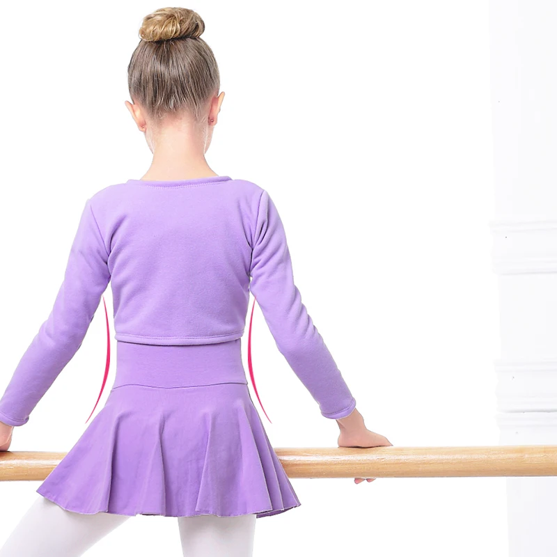 Girls Ballet Crop Tops Dance Leotards Coat High Waist Ballet Clothes Children Long Sleeve Gymnastics Leotard Overall 9 Colors images - 6