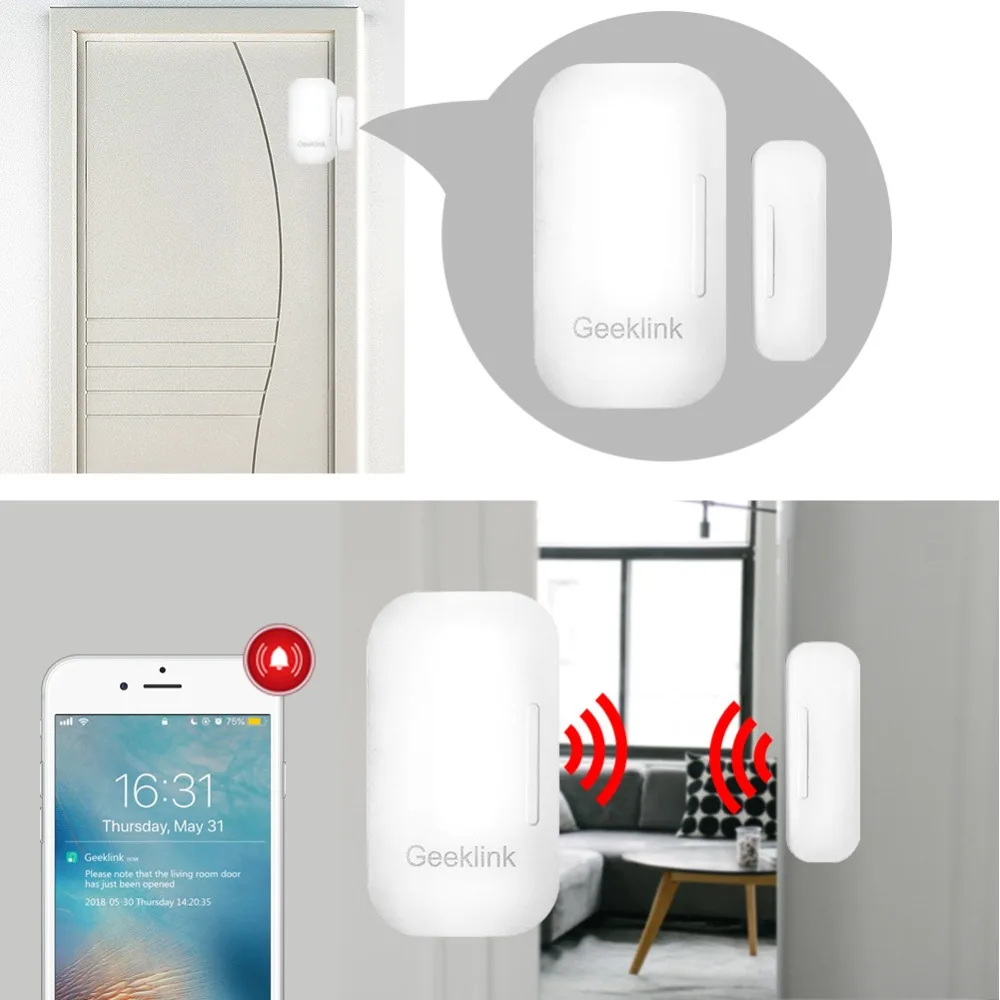 Geeklink Smart Host Work with Alexa Google Home Body Detector Door Sensor Security Suit Alarm Remote Control Monitor Android IOS |