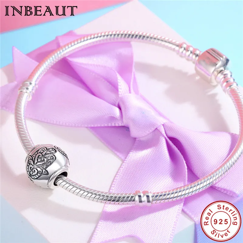 INBEAUT 100% Серебро 925 пробы ручная цепочка вера бусы для женщин древний S925 штамп Шарм