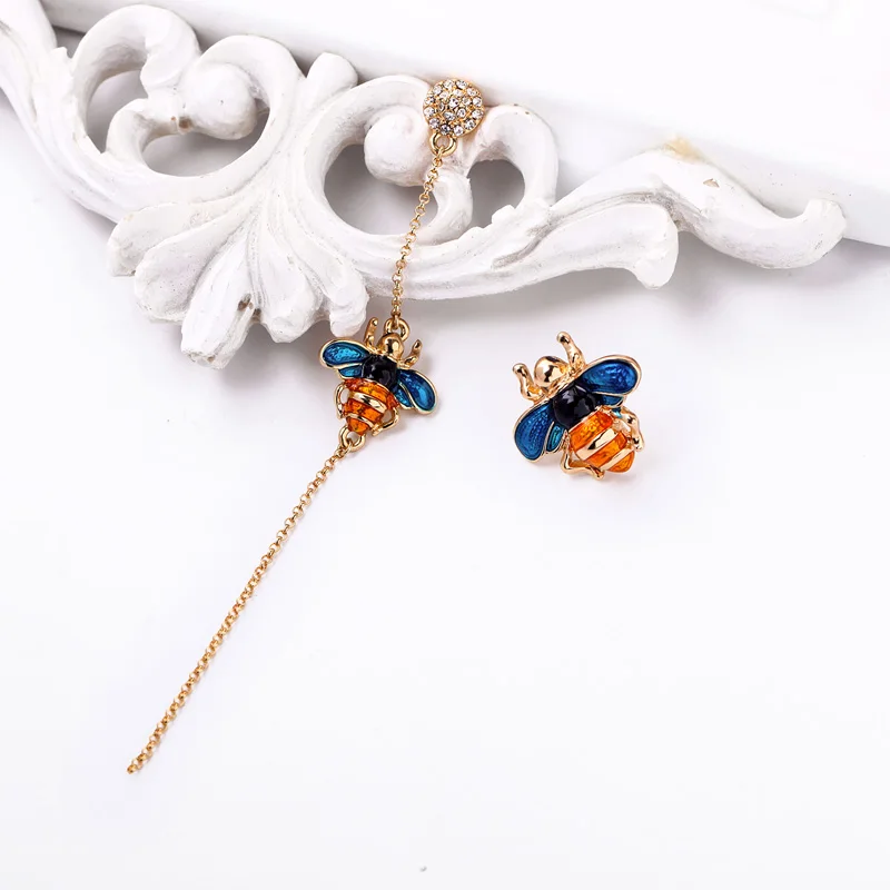 Романтическая Милая Корейская Асимметричная эмалированная Хрустальная серьга