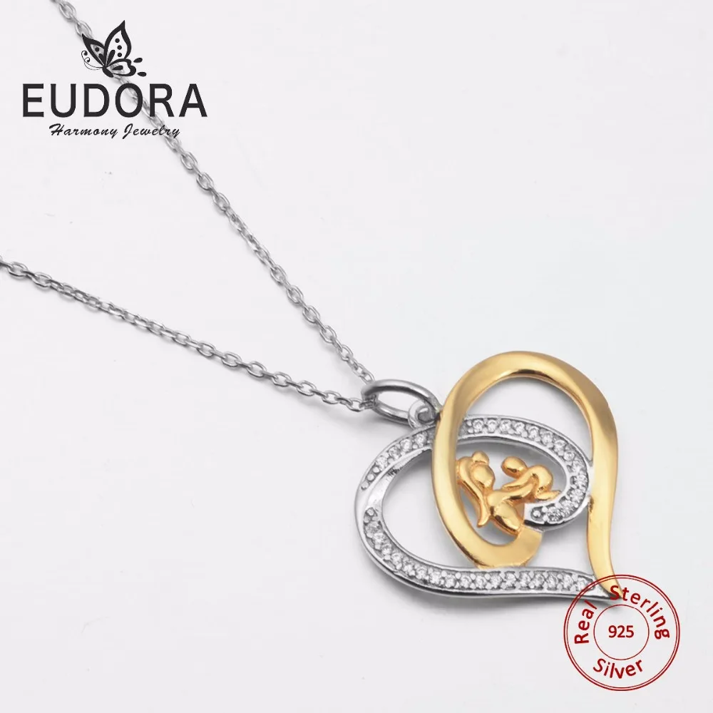 Ожерелье с подвеской в виде сердца из серебра 925 пробы|mother and child jewelry|heart pendant