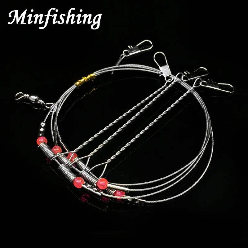 Minfishing 2 pcs Wire Fishing Line Connector with Barrel Swivels Beads Sea Accessorries Tool | Спорт и развлечения