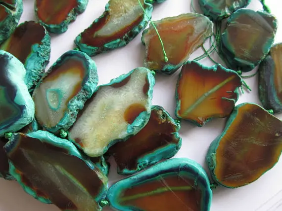 

Geniune sea agate 20-60mm full strand slab freeform green borwn blue pendant bead