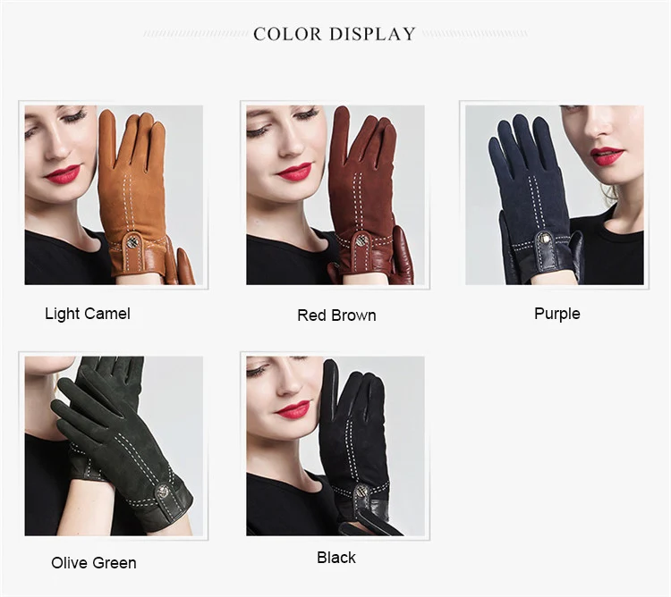 Новинка, женские перчатки из натуральной кожи, Женские Элегантные замшевые перчатки из овчины, весна, осень, зима, на выбор, 3355