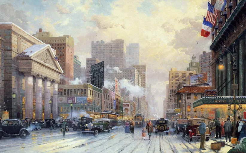 

Modern Home Sitting Room Decor Art Wall Decoration Busy Streets Oil Painting Picture on Canvas