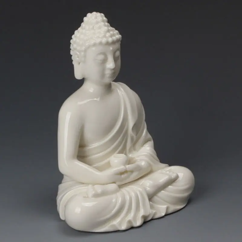 Китай белый фарфор Dehua Шакьямуни татхагата Amitabha статуя Будды|Статуи и скульптуры|