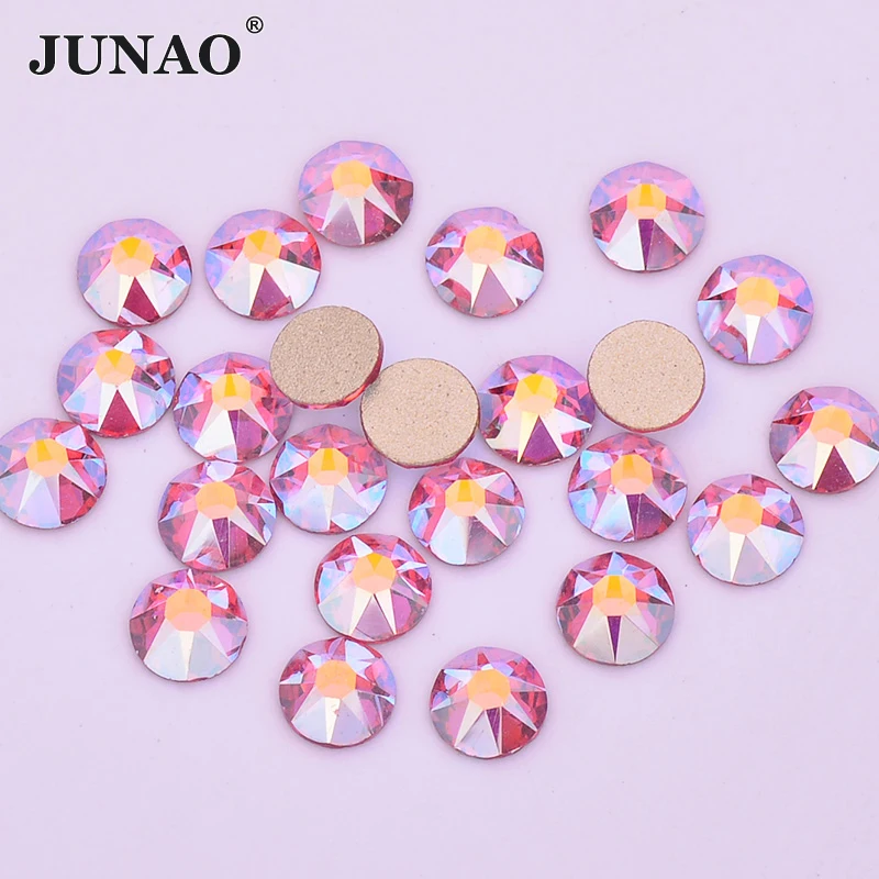Фото JUNAO ss20 красно-оранжевые стразы AB Facet, стеклянные камни для дизайна ногтей с плоской задней стороной, украшения для ногтей, не швейные стразы д... №3