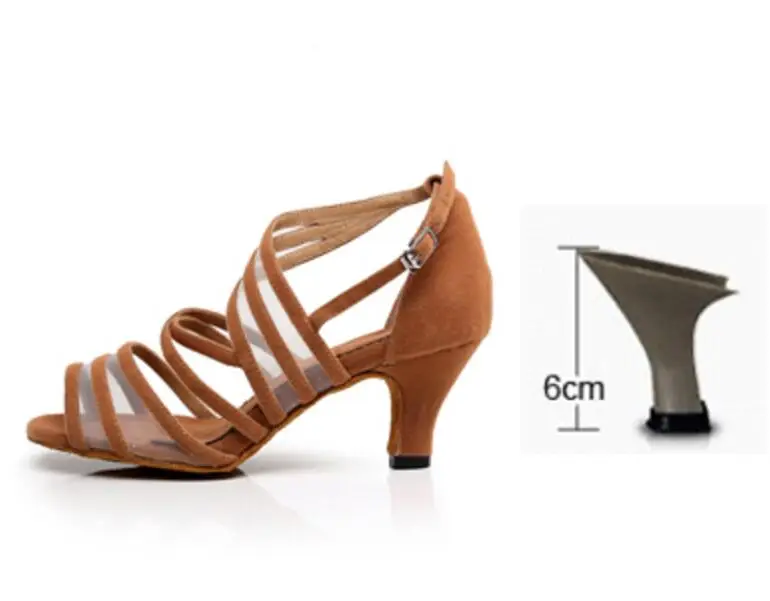 Tan 6cm Heel Женские Профессиональные бальные туфли для латинских танцев, черные туфли для сальсы, высокий каблук 6/7. 5/8. 5 см, красные туфли для самбы, Танго, кизомбы, танцевальная обувь - Цвет: Tan 6cm Heel