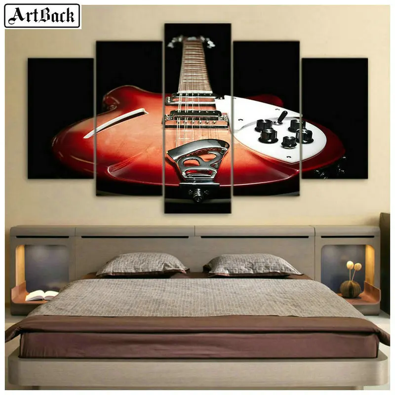 5 заклинание алмазов картина музыка гитара с черепом Скрипки инструмент камни в